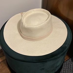 Gigi Pip - Bre Ivory - Stiff Straw Pork Pie Hat (59 M/L)